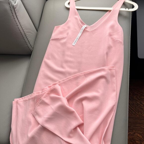 LULULEMON Pink V-neck side slit midi dress lined size 4 quick dry NWOT - Picture 4 of 11